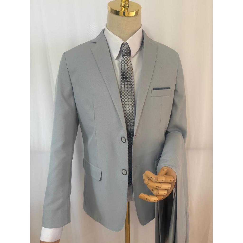 Terno Slim Masculino Cinza Claro Microfibra Luxo Paleto + Calça ** Envio Imediato**