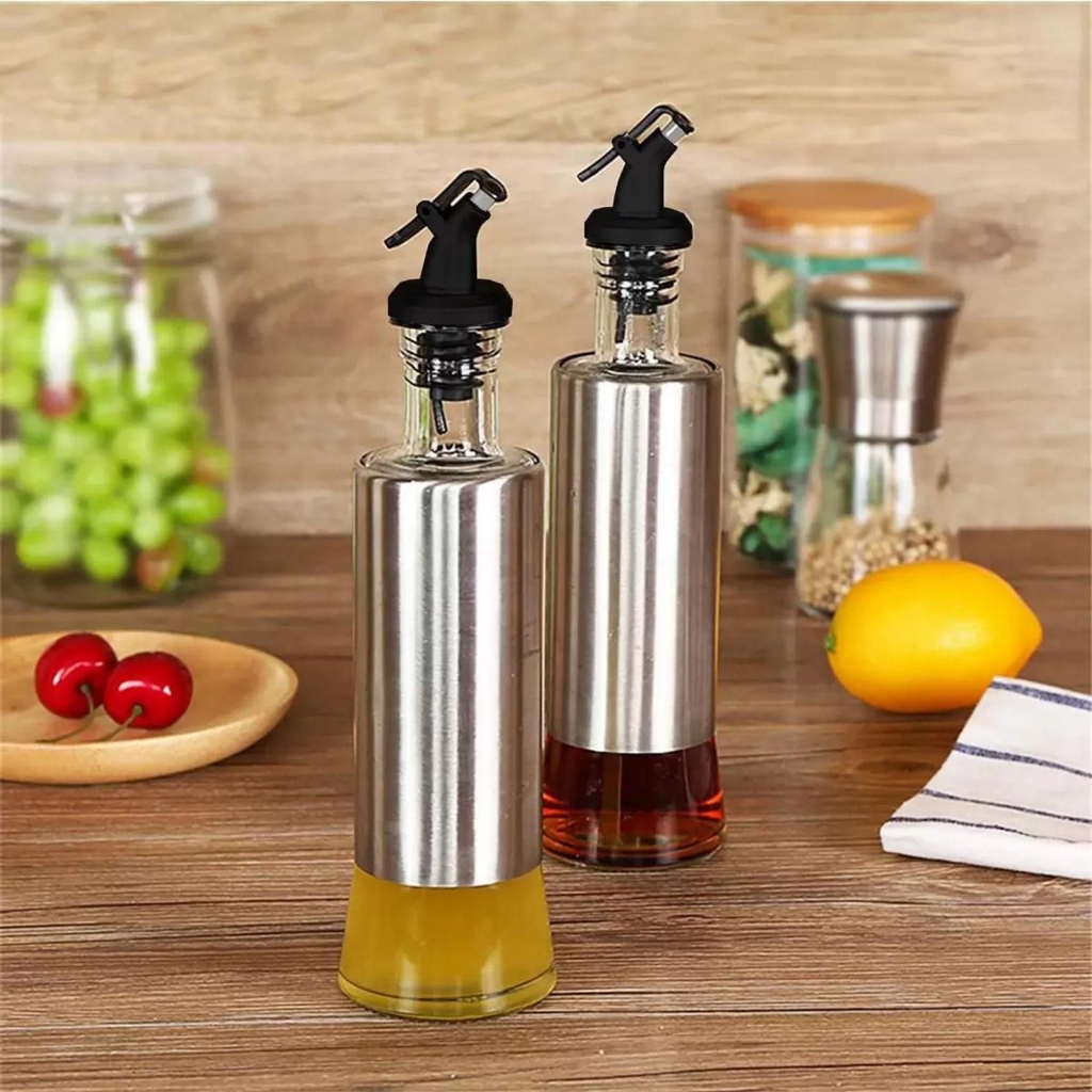 Galheteiro Dispensador Garrafas de Vidro inox Para óleo , vinagre e temperos 300ml