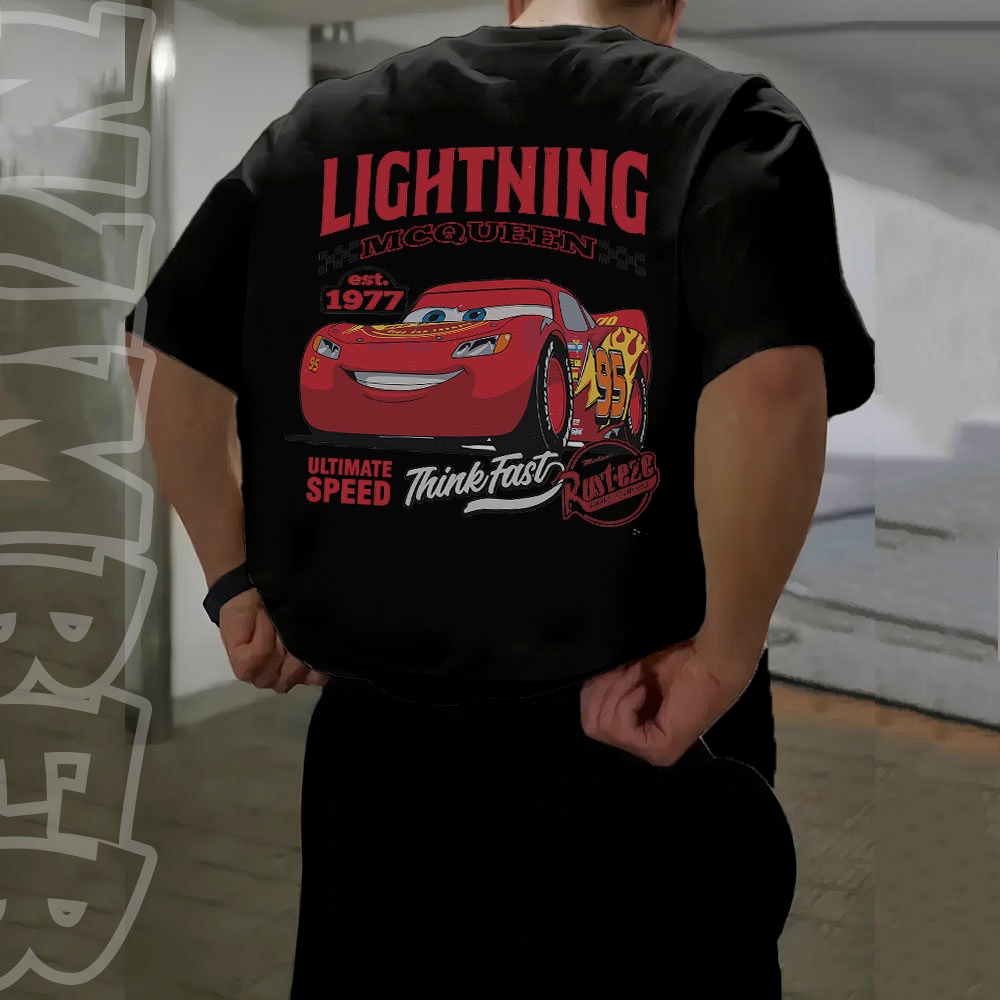 Camisa Camiseta basica e oversized estilosa Relâmpago Mcqueen masculina feminina em algodao unissex