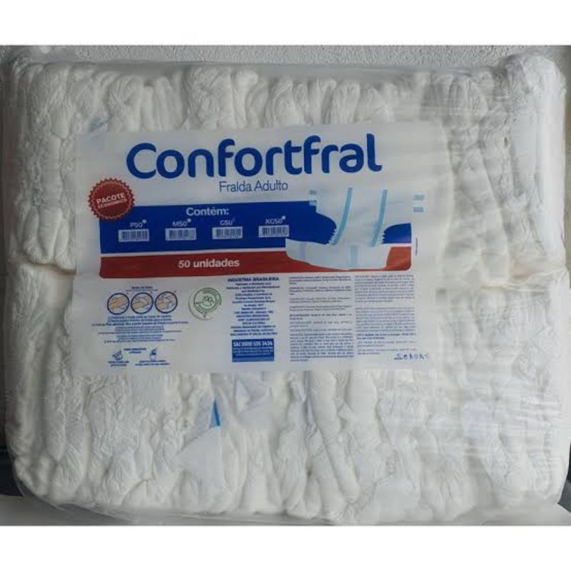 50 Unidades de Fraldas Confortfral Geriátrica Granel Modelo (FITA) FRALDA 2 LINHA em Oferta na Shopee