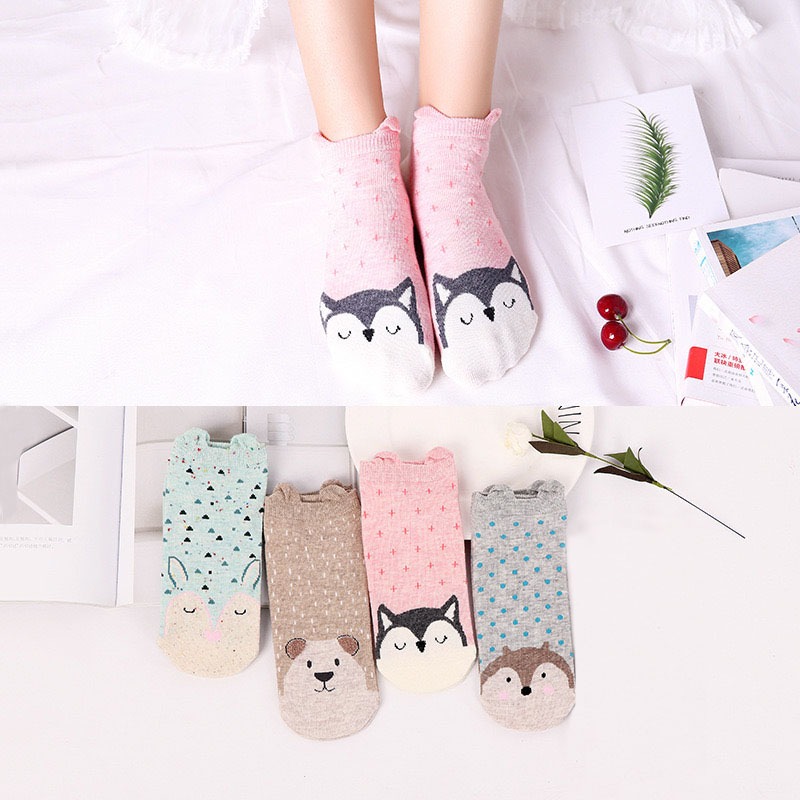 Kit12 pares de meias femininas aconchegantes com animais fofos e orelhas, tamanhos 35-40 em Oferta na Shopee