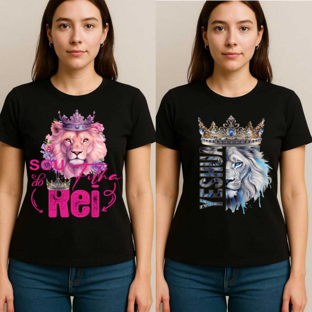 Kit 2 Camisetas Femininas Estampadas | Algodão M G | Cristã Evangélica Fé em Oferta na Shopee