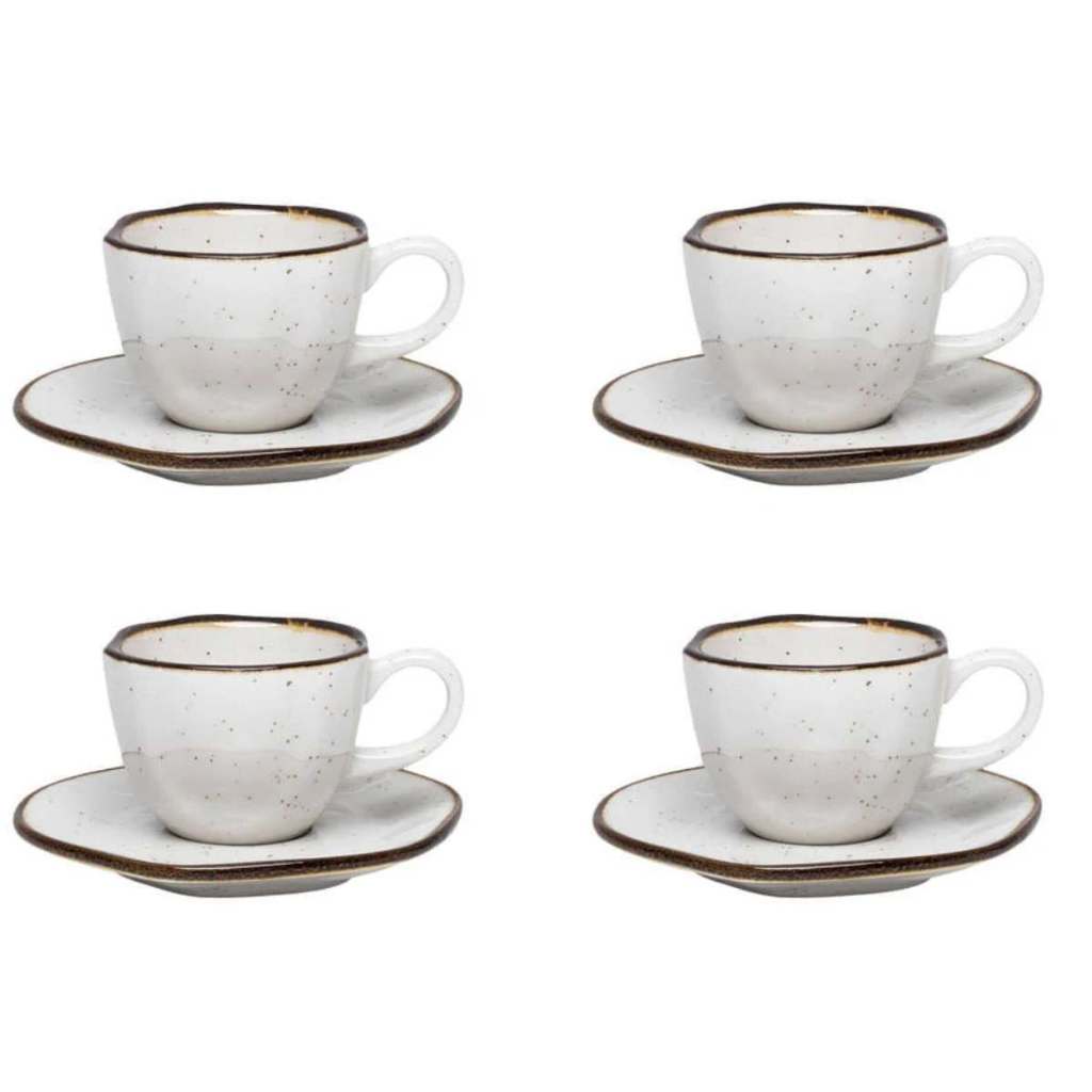 Conjunto de 4 Xicaras de Café c/ pires 75 ml Maresia e Pink sand Oxford