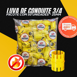 Luva P/conduite Pvc Krona Amarela 3/4 Kit C/50 em Oferta na Shopee