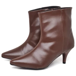 Bota Feminina Bico Fino Marrom Salto Kitten Heels DUBUY Siena 1712DB