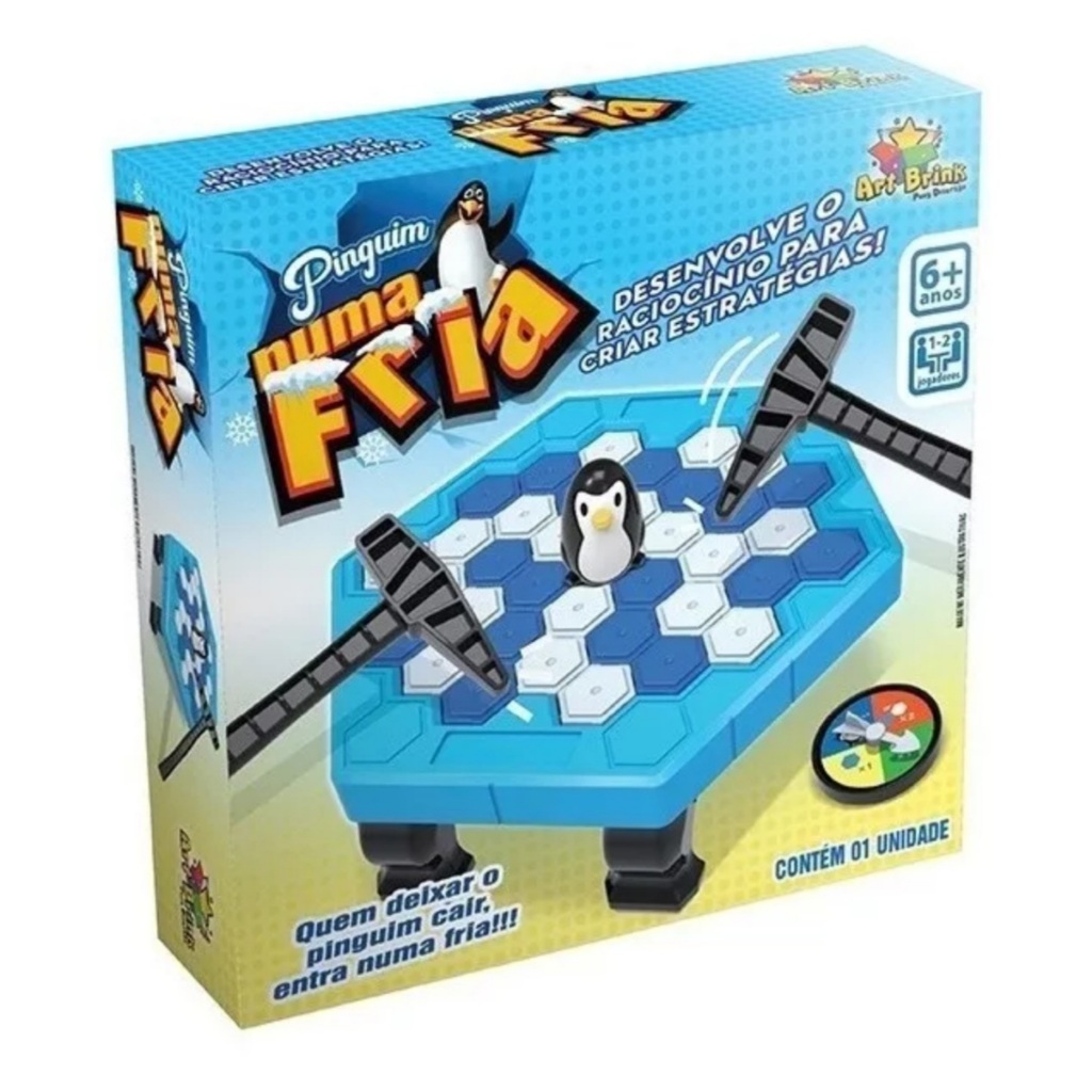 Kit  Brinquedo Infantil 2 Jogos Pinguim Numa Fria e Hipopótamo Papa Bolinhas Diversão e Interação para toda Família