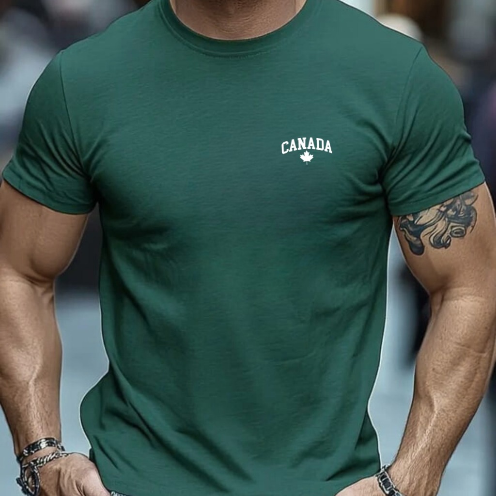 CAMISETA Masculina Estampa Canada Manga Curta Estampada Malha 30.1 Algodão Verão