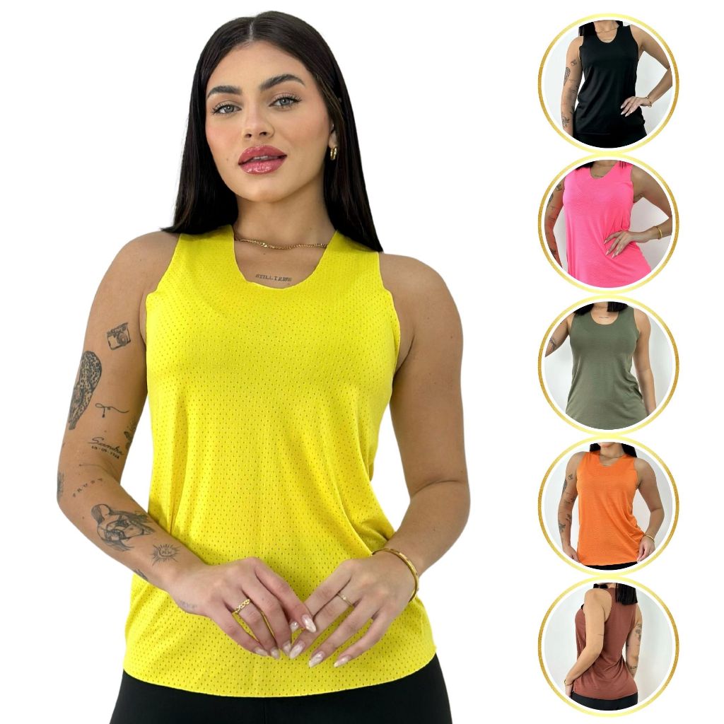 Blusa Academia Feminina Dry Fit Camiseta Regata Básica Fitness Treino em Oferta na Shopee