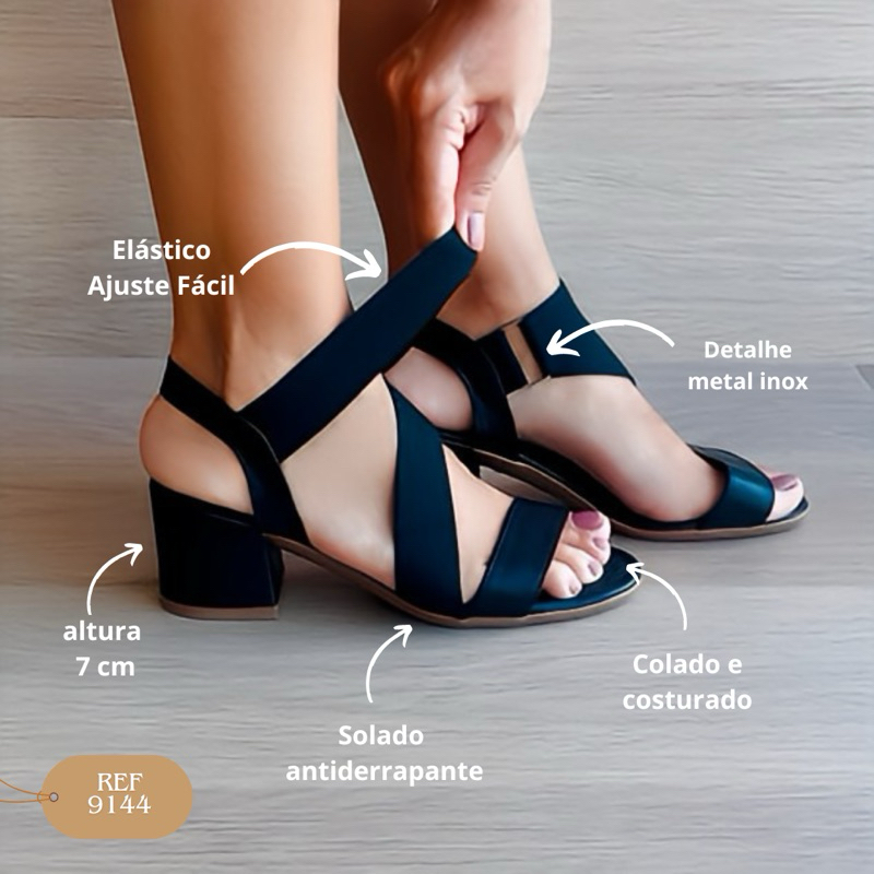 sandália salto feminina tiras trançada tamanco salto médio palmilha comfort dia a dia conforto casual