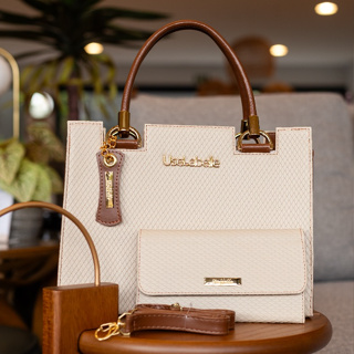 Bolsa Feminina Alça de Mão e Transversal Grande Resistente Elegante Detalhes em Metal Promoção em Oferta na Shopee