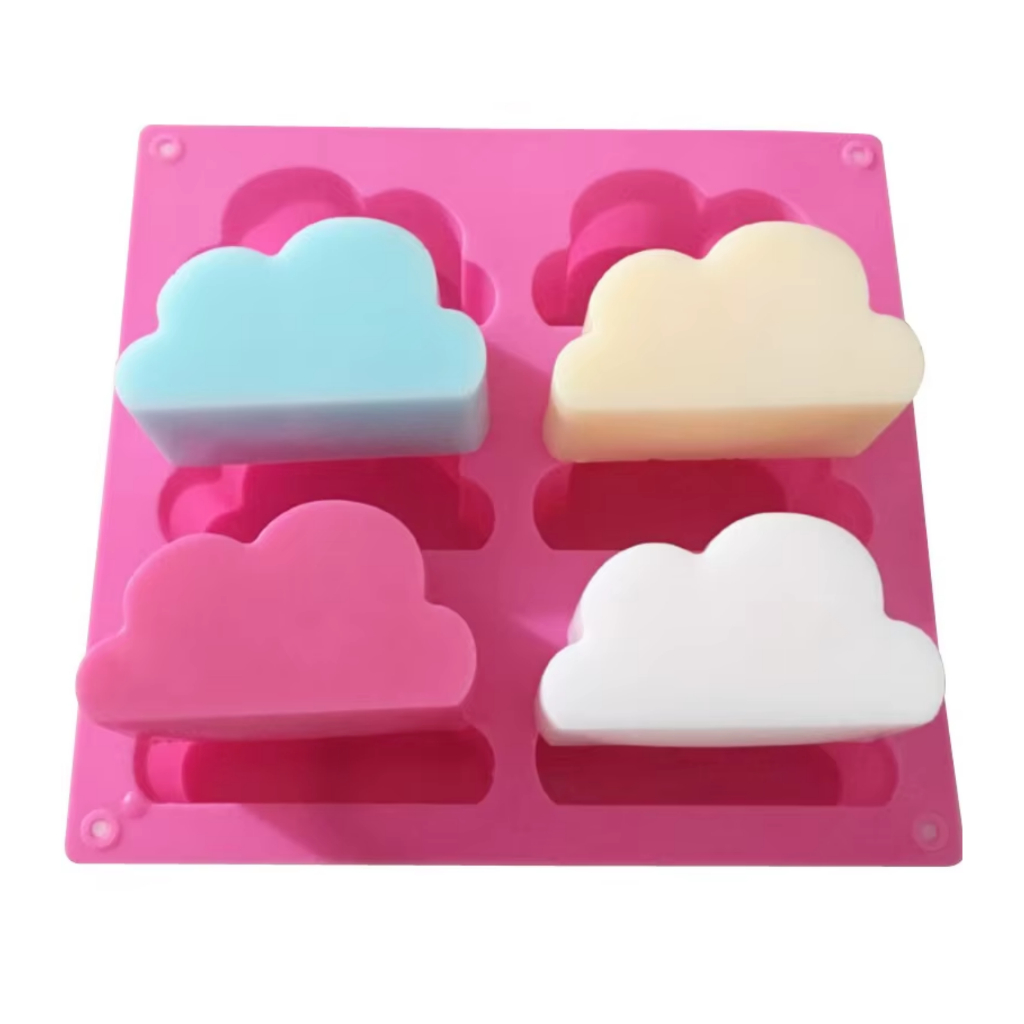 Molde de Silicone para Sabonete 6 Cavidades Nuvem Saboaria Sabao Doces Bolinho Forma Silicone DIY