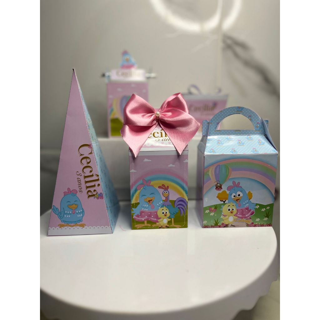 KIT PERSONALIZADO GALINHA PINTADINHA CANDY- LEMBRANCINHAS- ANIVERSARIO-PEGUE E MONTE-INFANTIL-CAIXAS PERSONALIZADA-FESTA