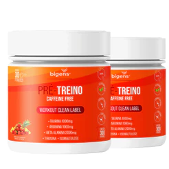Kit Pré-Treino Sem Cafeína 300g – Morango e Abacaxi – Clean Label, Natural, Caffeine Free