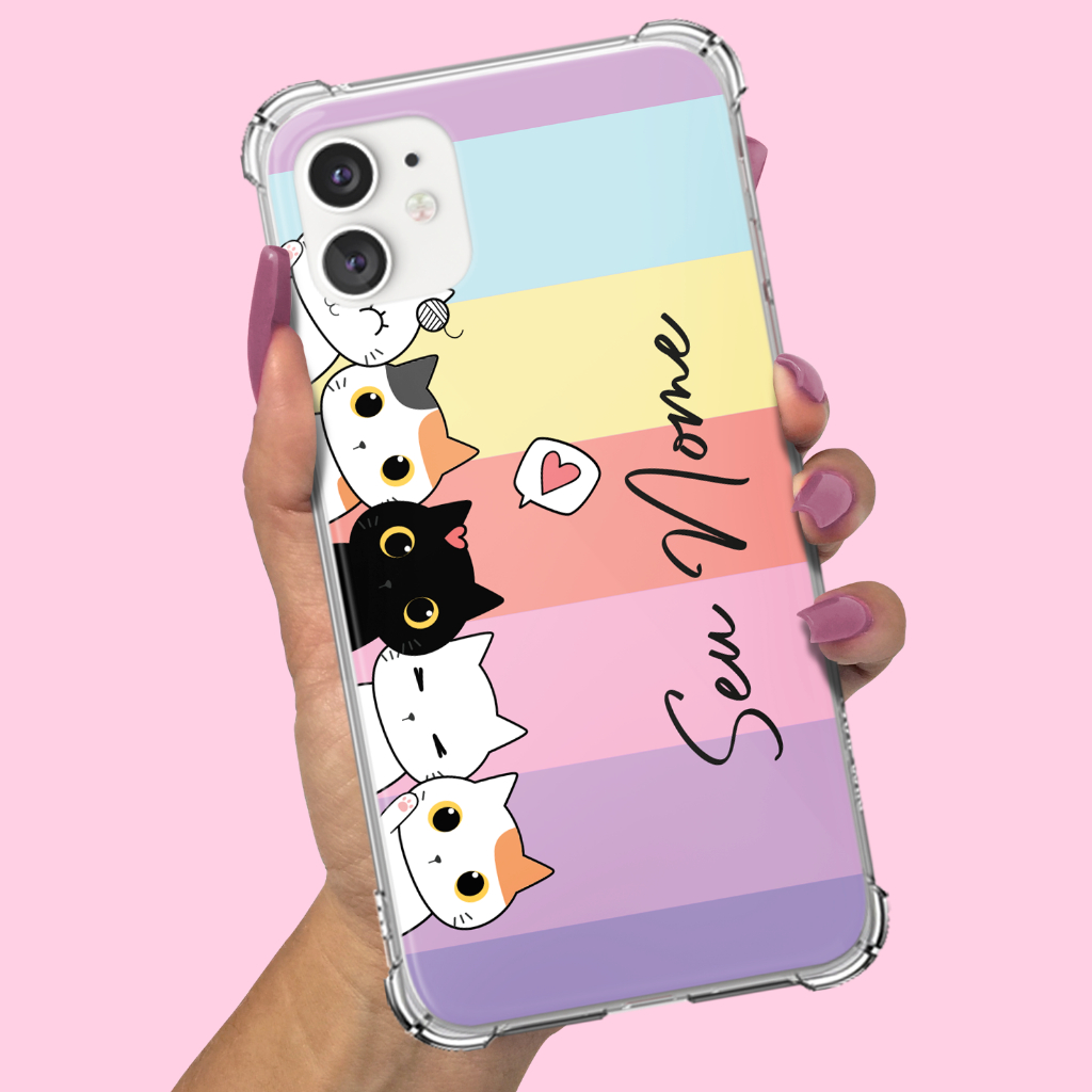 Capa Capinha para Samsung Galaxy S20 S21 S22 S23 S24 S25 FE PLUS ULTRA Anti-impacto Personalizada Gatinhos Colors