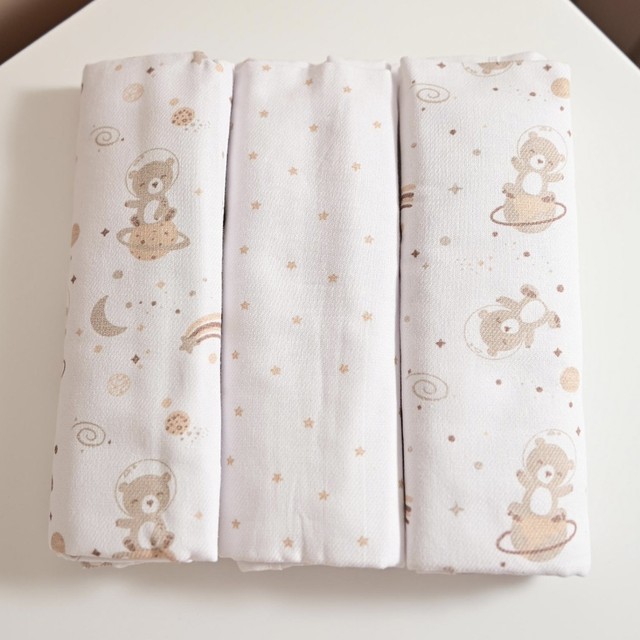 Cueiro para Bebê 03 Unidades 50 cm x 80 cm Bublim