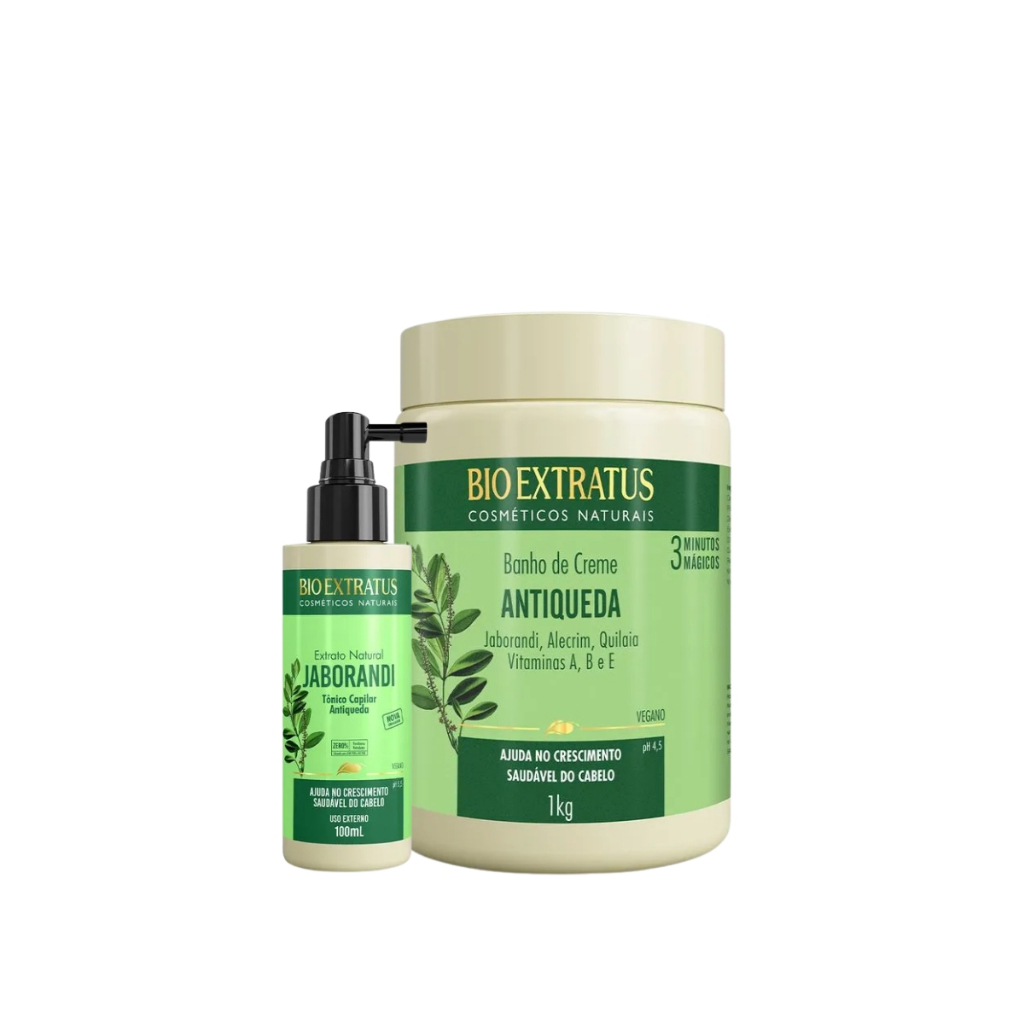 Kit Bio Extratus Para Hidratação Antiqueda Jaborandi (Banho de Creme 1Kg / Extrato 100ml)