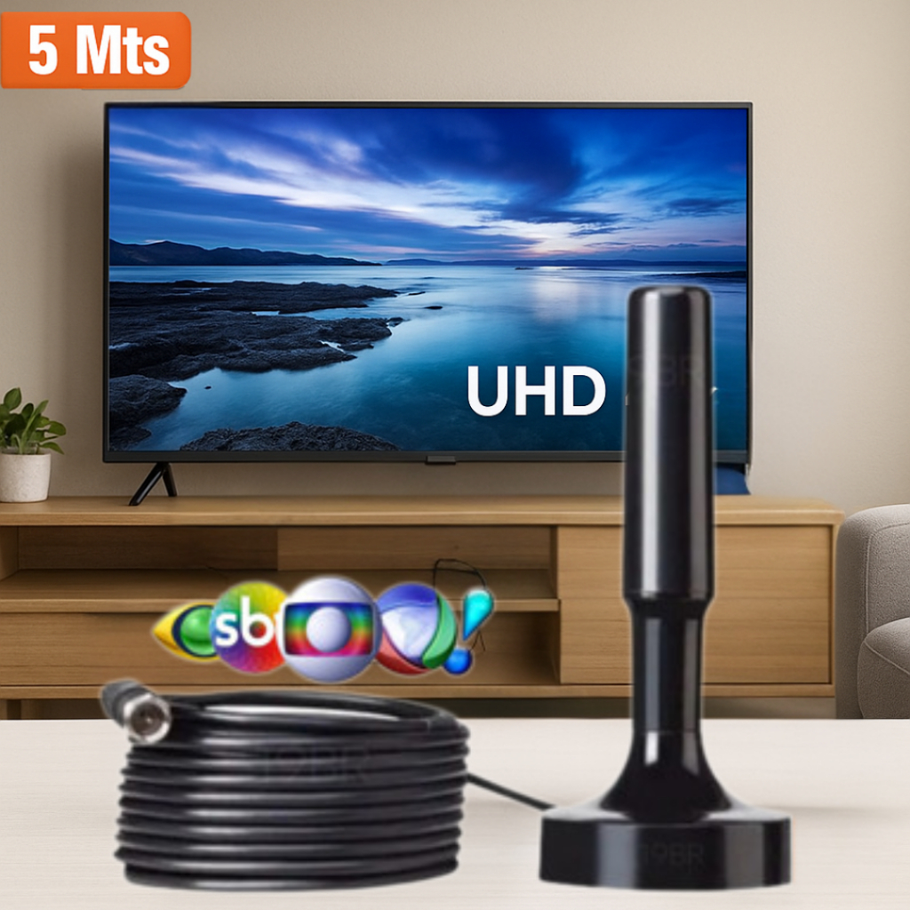 Antena Digital Interna Externa Full Hdtv 4K Cabo Grande em Oferta na Shopee
