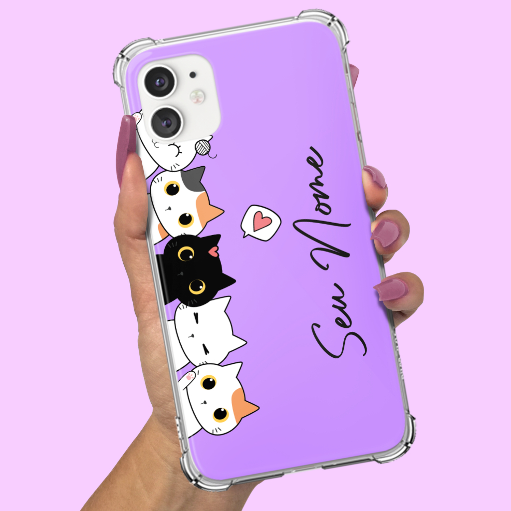 Capa Capinha p Samsung Galaxy A20 A20s A21s A22 A23 A24 A25 A26 A30 A30s A31 A32 A33 A34 A35 A36 Gatinhos Lilás