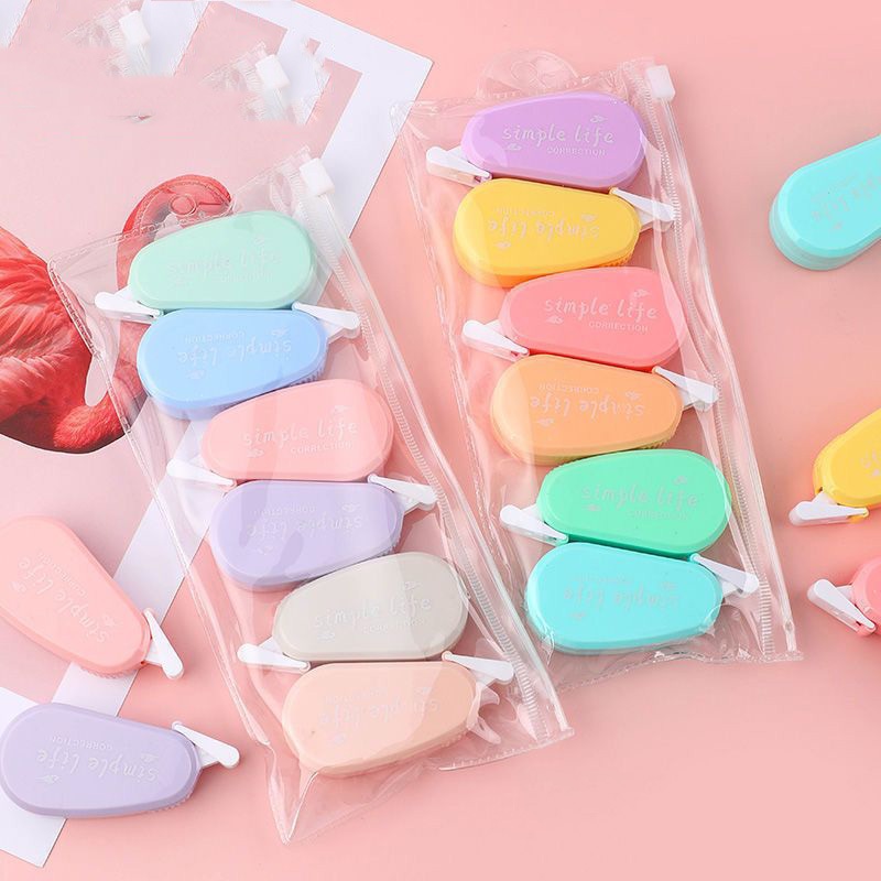 kit 6 /12/18/24 Peças Fita Corretiva Criativa Para Correção E Efetiva Artigos De Papelaria, Escola, Escritório Colorido em Oferta na Shopee