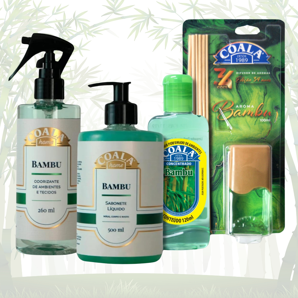 Kit Coala Bambu Odorizante Sabonete Liquido Limpador Concentrado Difusor