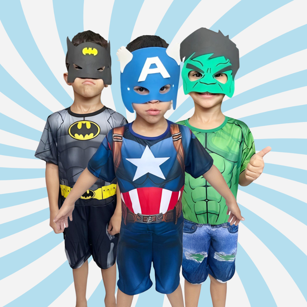 Fantasia Infantil com Máscara 3D Leve e Confortável para Festa e Carnaval em Oferta na Shopee