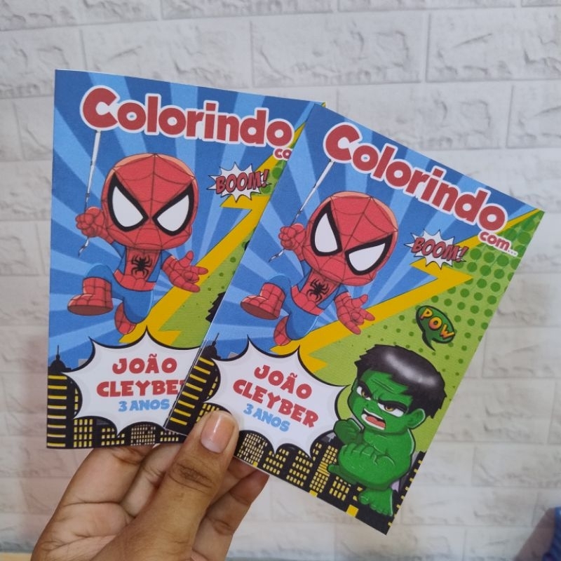 Livro de Colorir HOMEM ARANHA HULK HEROIS Lembrancinha Personalizada Com Nome E Idade TODOS OS MODELOS - ENVIO IMEDIATO
