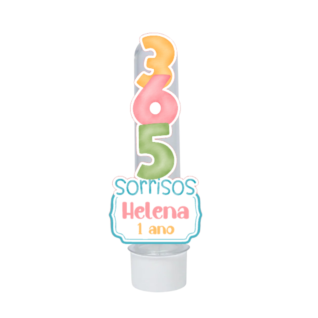 Aplique para Tubete 365 Sorrisos menina Lembrancinha Personalizada para Festa Temática Infantil Lembrancinha Aniversário