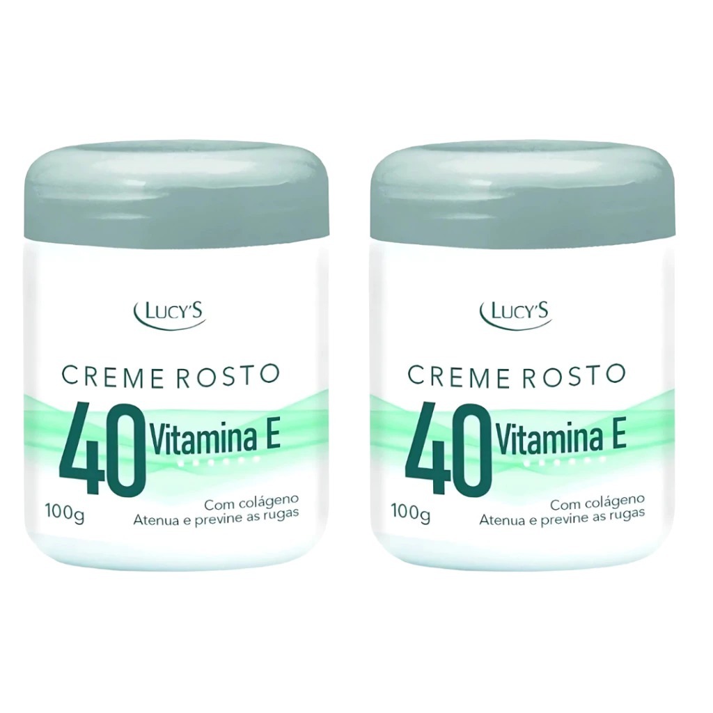 Kit 2 Creme Facial Rosto 40+ Para Rugas Antirrugas Antissinais com Colágeno e Vitamina E 100g Cada
