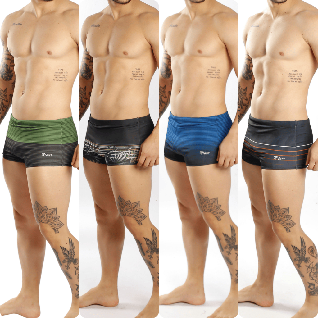 Kit 4 Sungas Masculina Boxer Estampadas Forrada Praia Verão