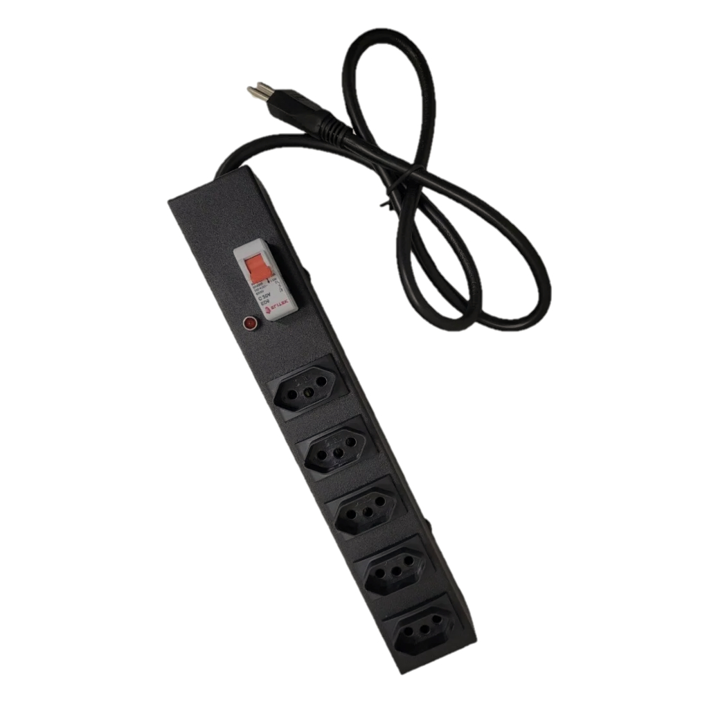 Filtro De Linha 20 Amperes Com 5 Tomadas Bivolt 20a 4400w Disjuntor