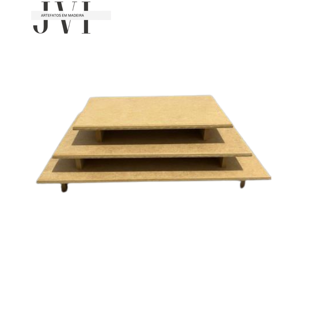 Kit Trio de Bandeja Retangular Pegue e Monte Festa Mdf Crú em Oferta na Shopee