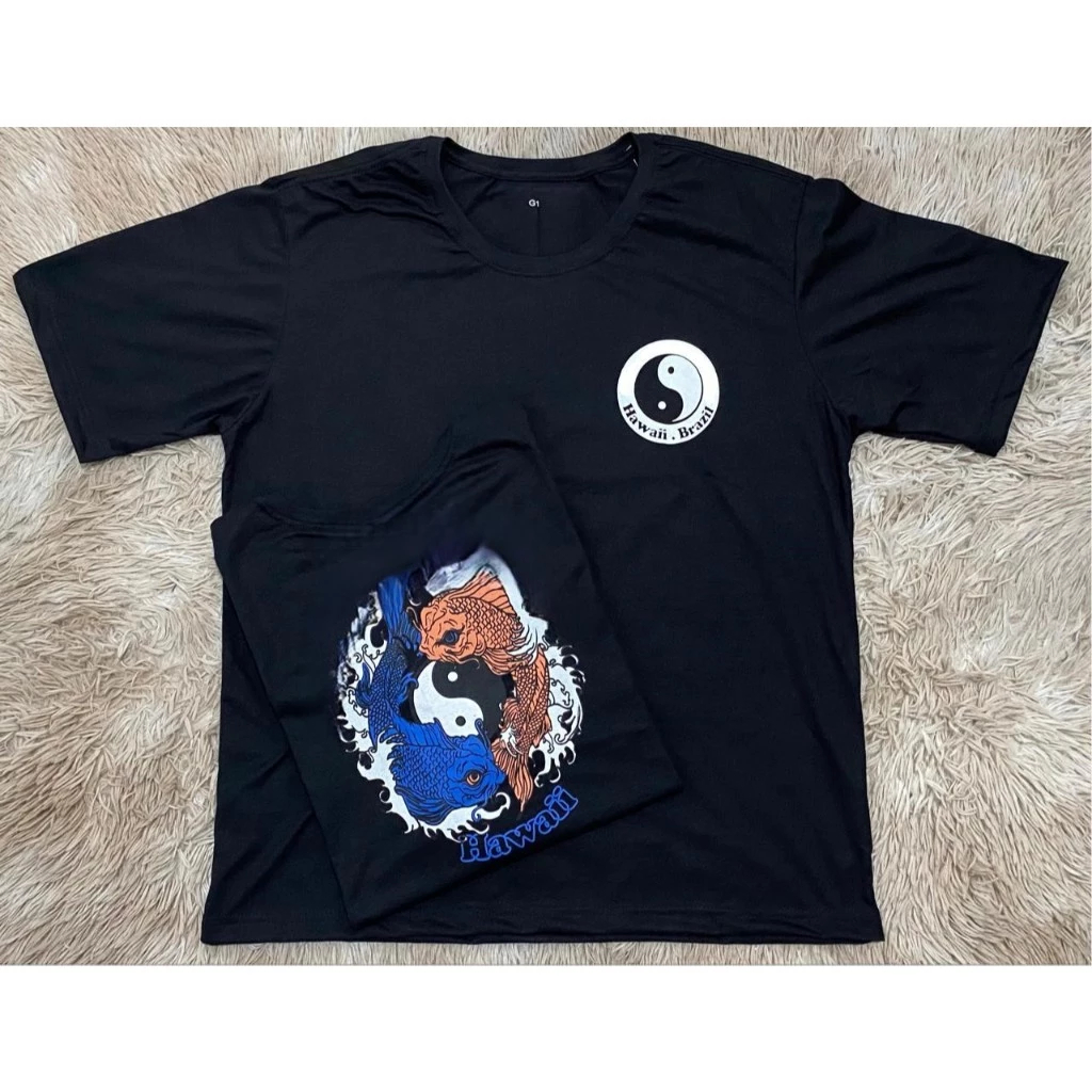 Camiseta Algodão Pluz Size Yin Yang Carpa G1 G2 G3 em Oferta na Shopee