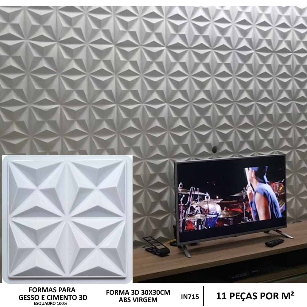 Fôrma 3d Piazza Mini Cullinans 4 Estrela 30x30cm Para Produzir peças de gesso 3d ou Cimento 715