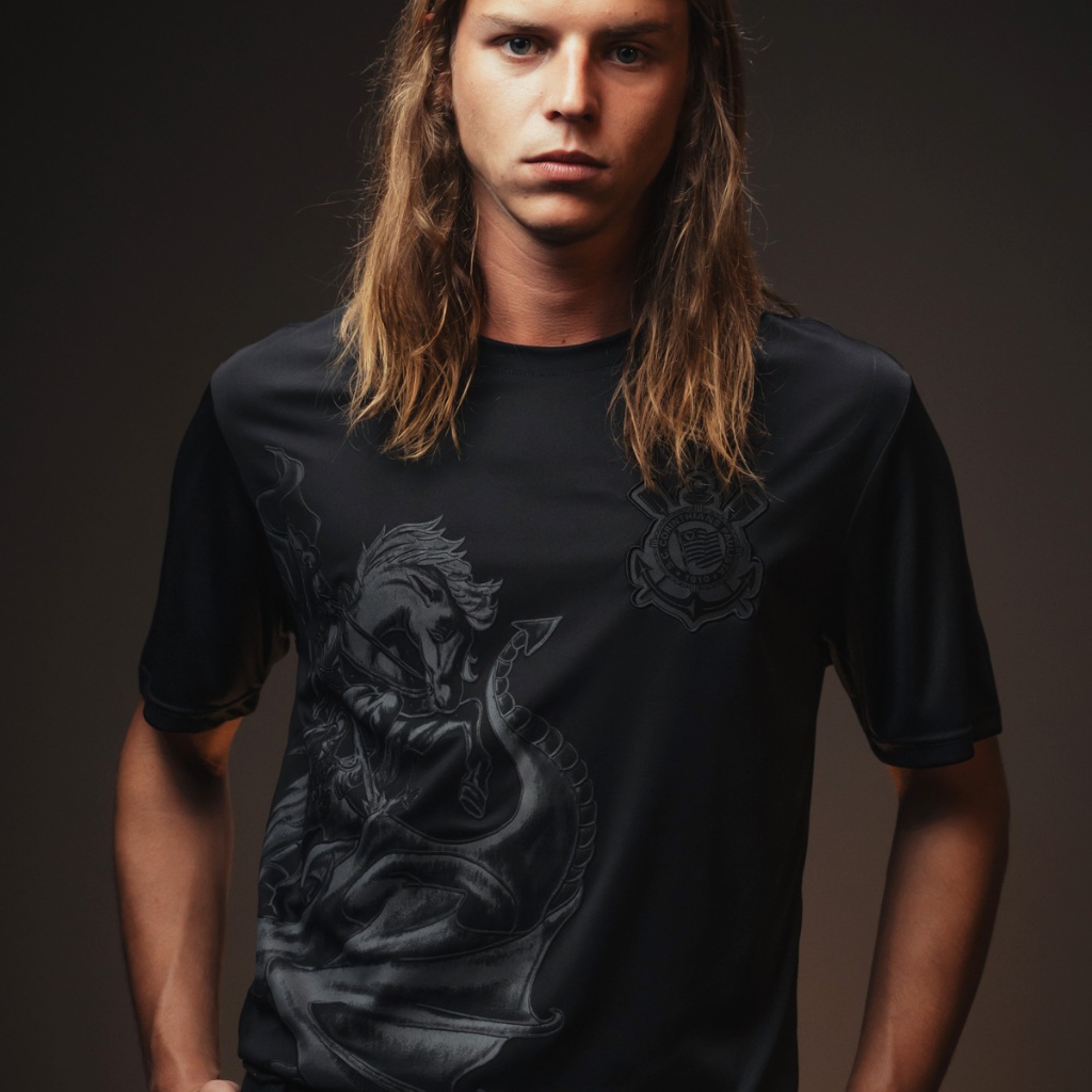 Camisa Corinthians São Jorge Preta Masculina Oficial em Oferta na Shopee