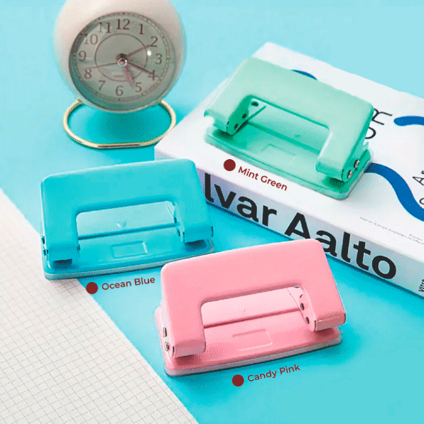 furador Manual De Papel Furo Duplo Tons Pastéis Rosa Lilás Verde Azul em Oferta na Shopee