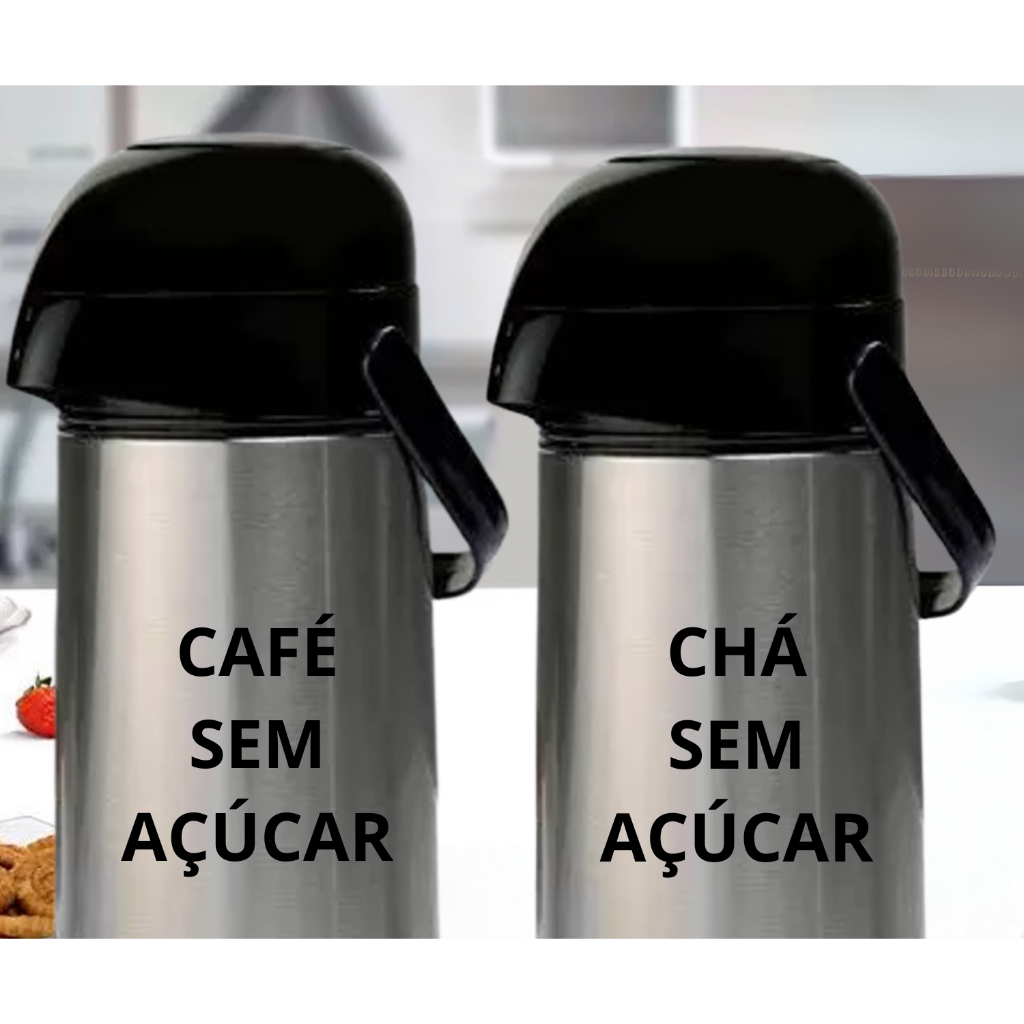 Adesivo para Garrafa de Café ou Chá – Kit com 2 Unidades - Ideal para cozinhas industriais, buffett e break coffee em Oferta na Shopee
