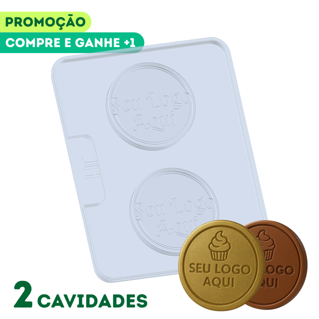 Forma Personalizada para Chocolate com 2 Cavidades - Forma com Logo - COMPRE E GANHE + 1 IGUAL em Oferta na Shopee