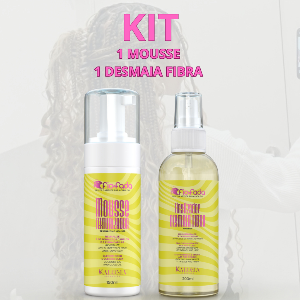Kit Mousse 150ML + Desmaia fibra fio de fada Para Acabamentos de tranças e Penteados 200ML