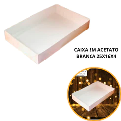 10~50 CAIXAS EMBALAGEM PARA DOCES E PRESENTES COM VISOR EM ACETATO BRANCA 25X16X4(CHOCO)