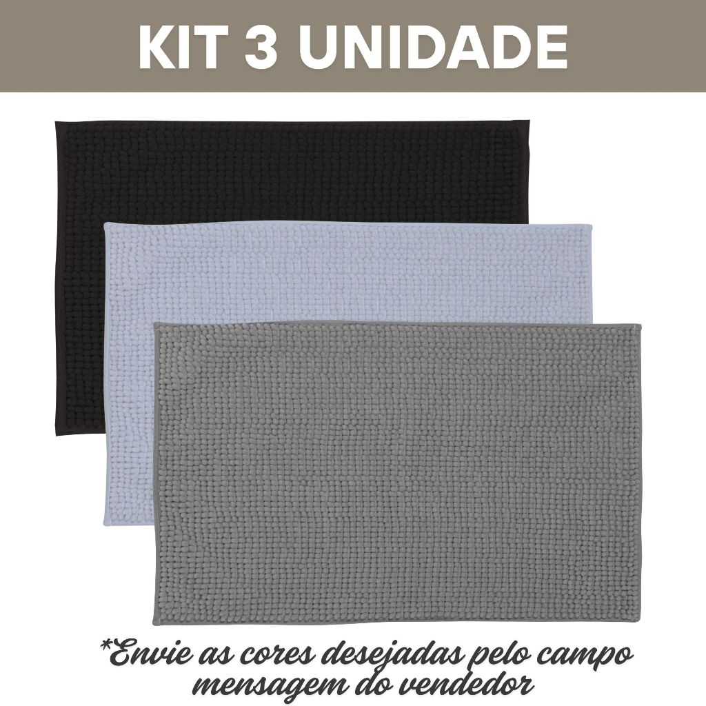 Kit 3 Tapete Bolinha Banheiro Microfibra Dedinho Antiderrapante Alta Absorção Macio 38 X 5...