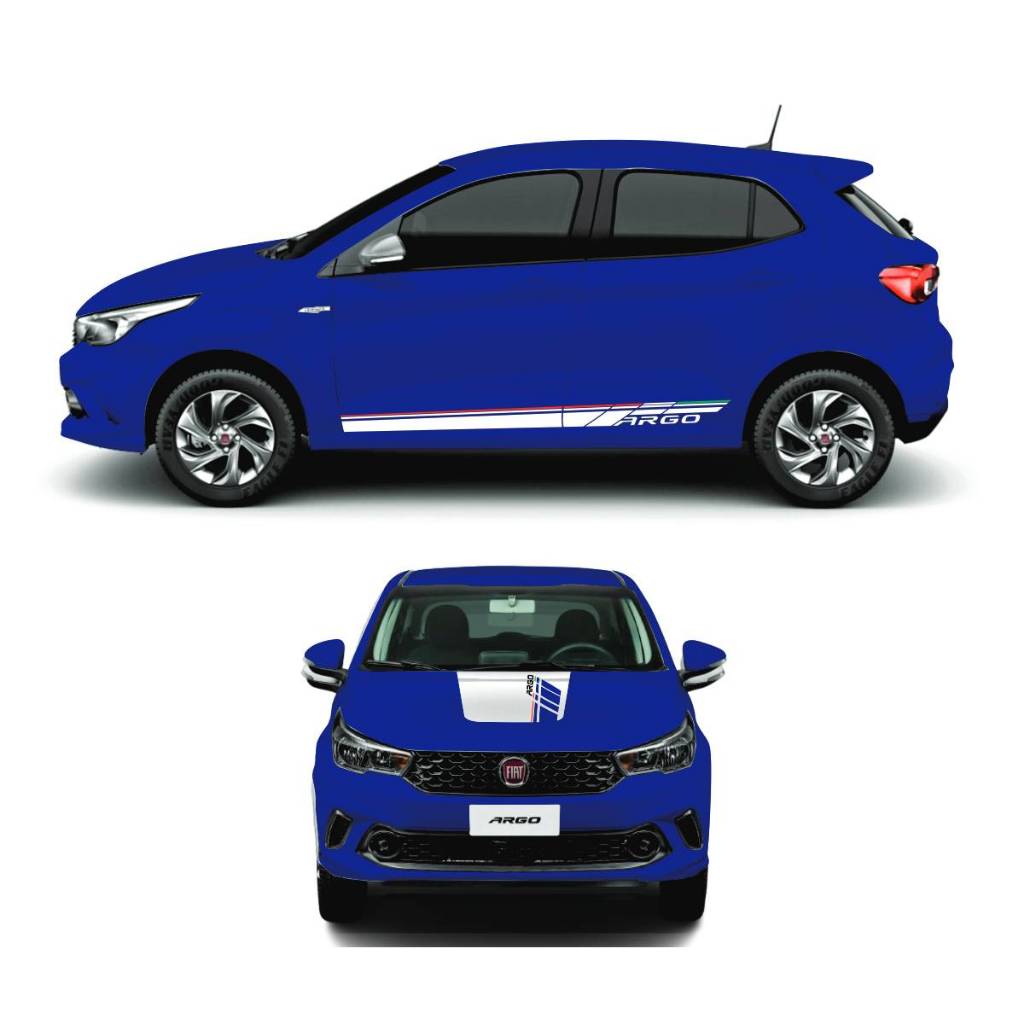 Kit Faixa Argo 2017/25 Adesivo Lateral E Do Capô Branco Adesivo Laminado - Compatível