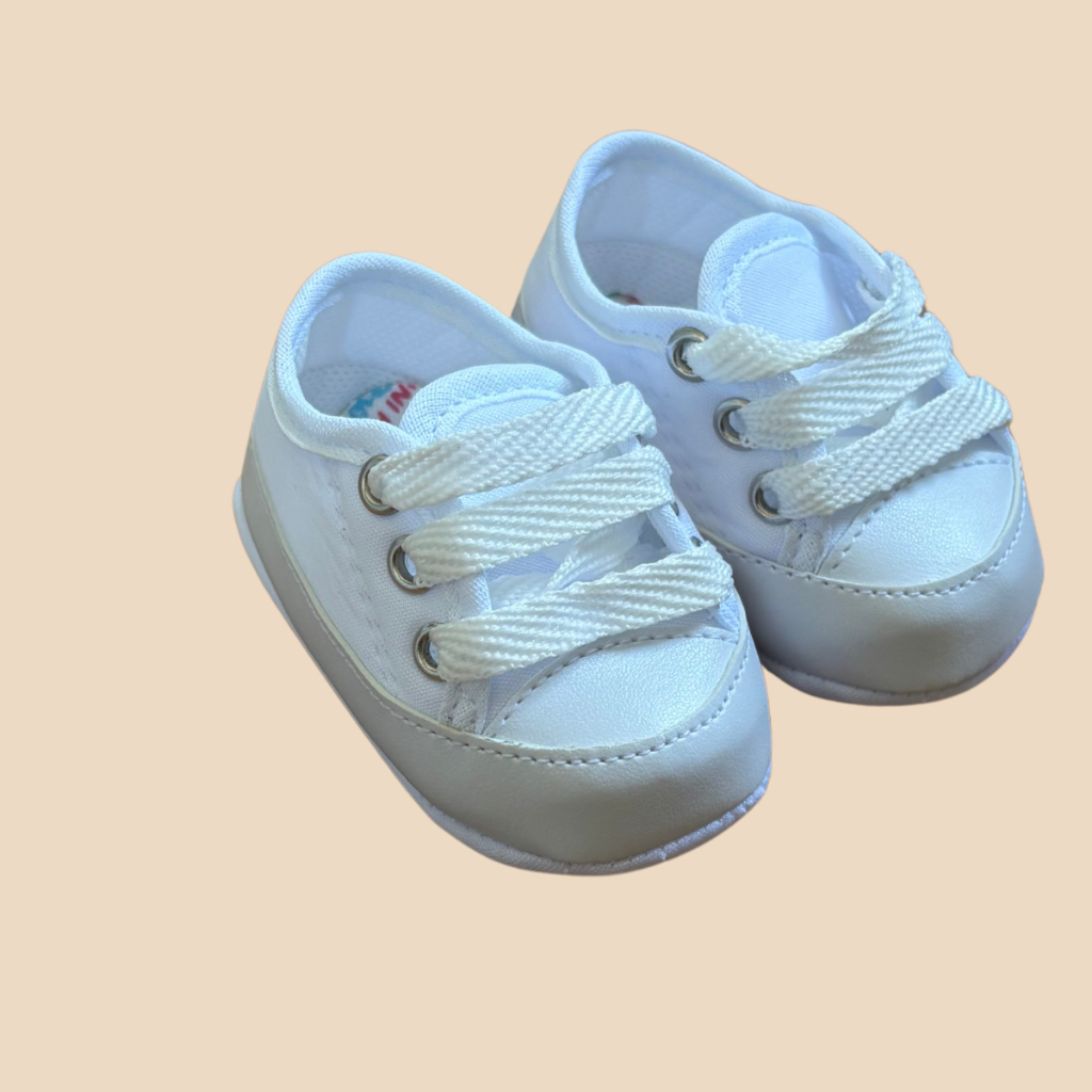 Tênis Infantil Branco Para Bebê Menino Menina Sapato Para Recem Nascido Sapatinho de Bebê