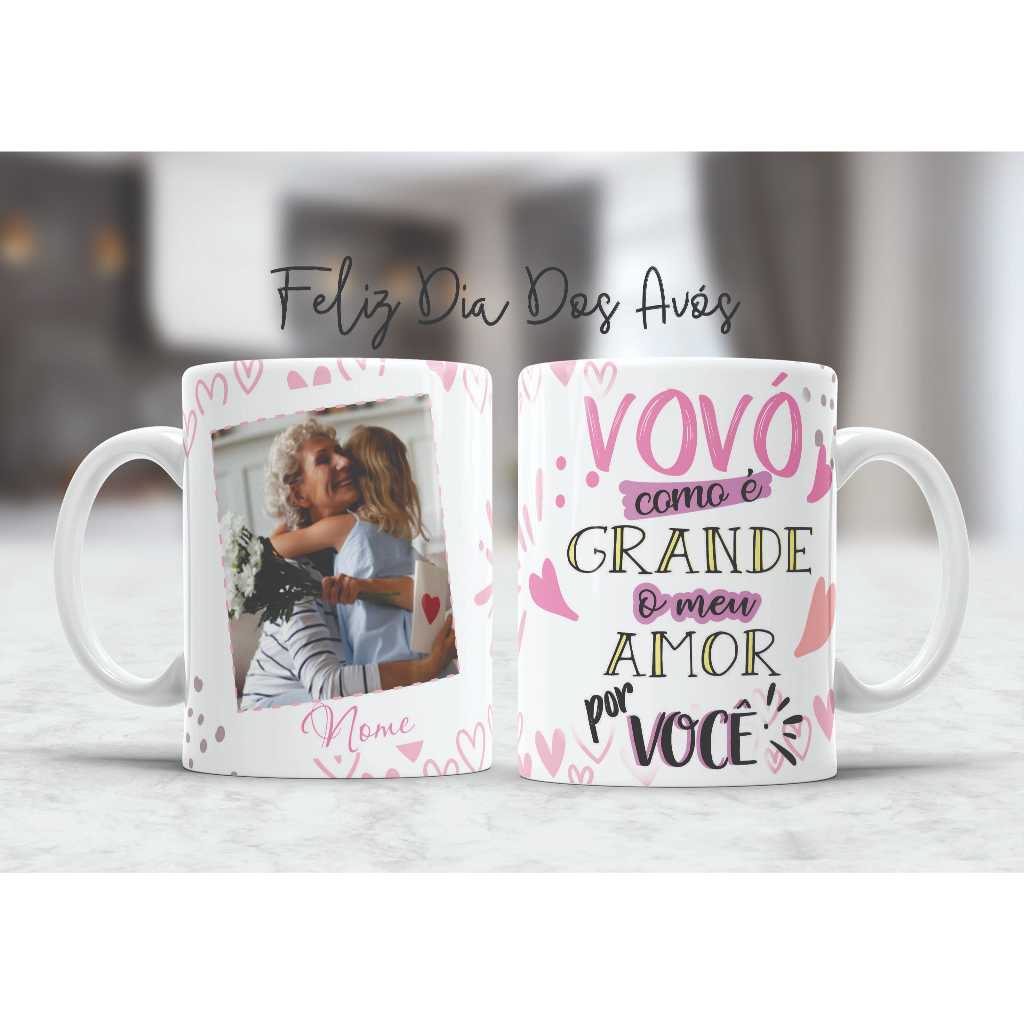 Caneca De Porcelana Personalizada dia dos avós dia das mães com Foto Vários modelos