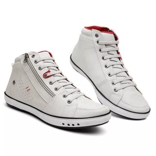 Botinha Casual Esportiva Sapatênis Masculino Couro Bota Cano Médio Versátil Super confortável Festas