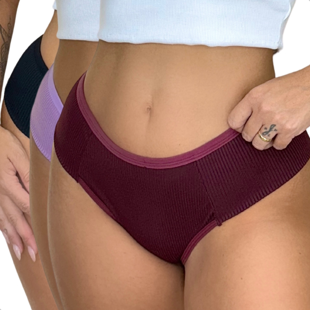 Kit 4 Calcinha Fio Dental Lateral Larga Cós Médio Lingerie Feminina Canelada Conforto Moda Íntima