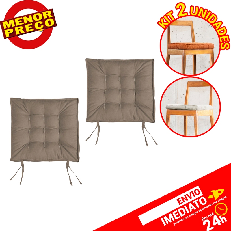 Assento Futon Futton Confort Suede Almofada P/ Cadeira Banco Sofá Decoração Ambiente 40x40cm - Bege