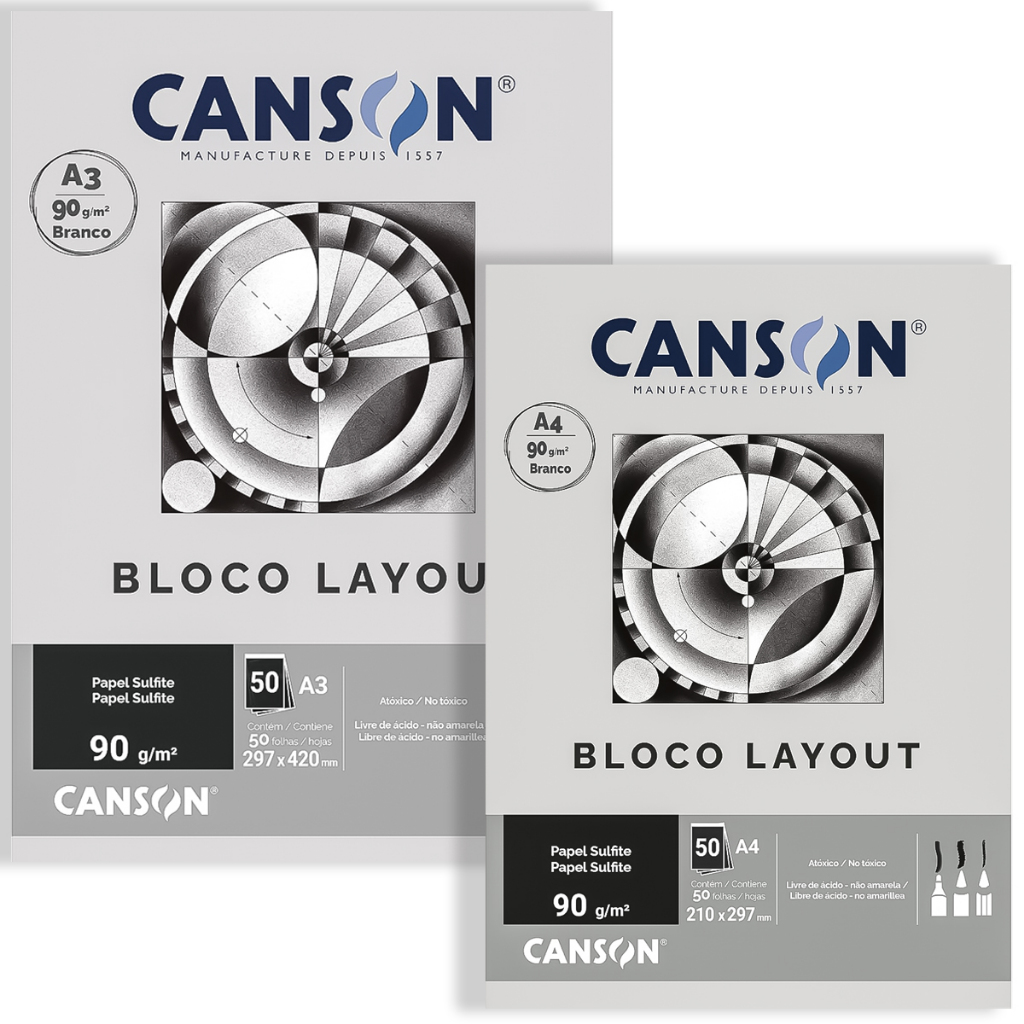 Bloco Canson Técnico Layout 90g 50 Folhas – Papel para Marcadores, Sketch e Design Gráfico