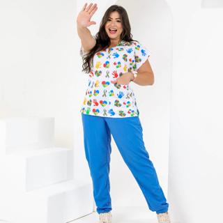 Conjunto de Pijama Hospitalar estampa Autismo. em Oferta na Shopee