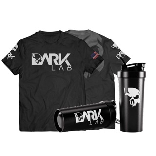 kit Camiseta Caveira Dry-Fit 2.0 + Coqueteleira Fuse 700ml Preta Dark Lab em Oferta na Shopee
