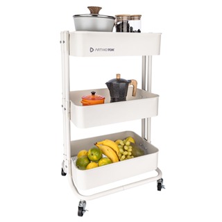 Carrinho Organizador Multiuso Artiko Tok 3 Prateleiras Aço Com Rodinhas em Oferta na Shopee